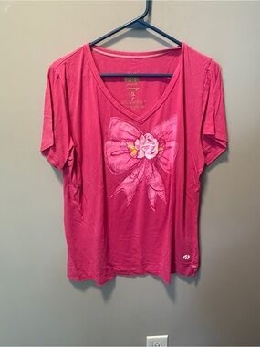 Raw Threads Women's Pink V-Neck Aurora Bow Tee - XXL